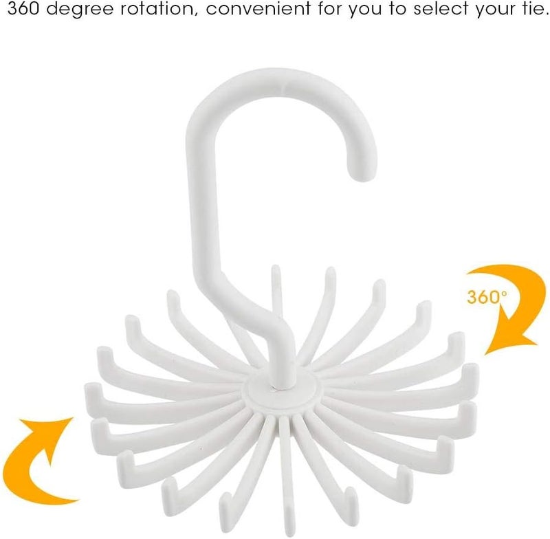 woobles Tie Rack, 360 Degree Rotating Tie Holder, Durable Multifunctional Tie Organizer for Tie, Scarf, Belt Storage (20 Pcs) (1#) - Image 5